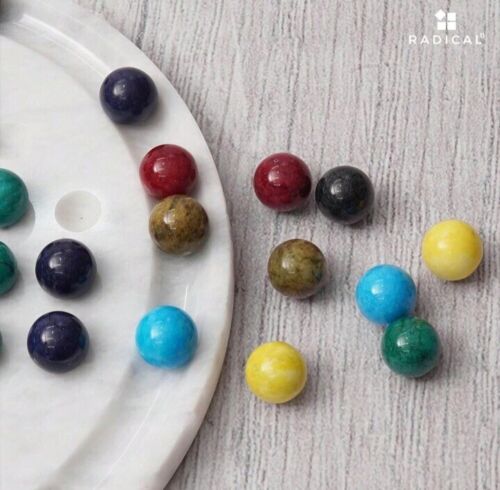 NEW 14" Radicaln Peg Solitaire Game White Marble Board & 42 Marbles Home Décor - Picture 4 of 13