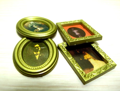 Vintage 4pcs 1:12 Dollhouse Miniature Framed Wall Oil Painting Art Picture Decor - Bild 8 von 12