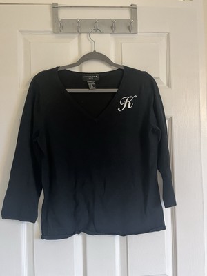 Schwarzer Langarm Pullover mit V-Ausschnitt Gr. M