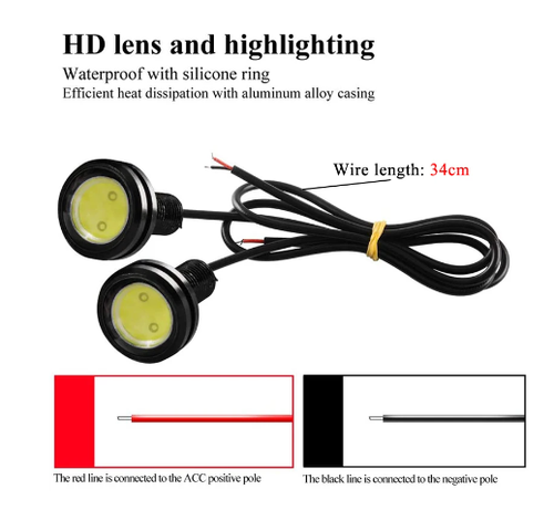 10 x Eagle Eye LED Lights Car DRL Daytime WHITE Fog Light Reverse Bulbs 18mm 12V - Picture 4 of 6