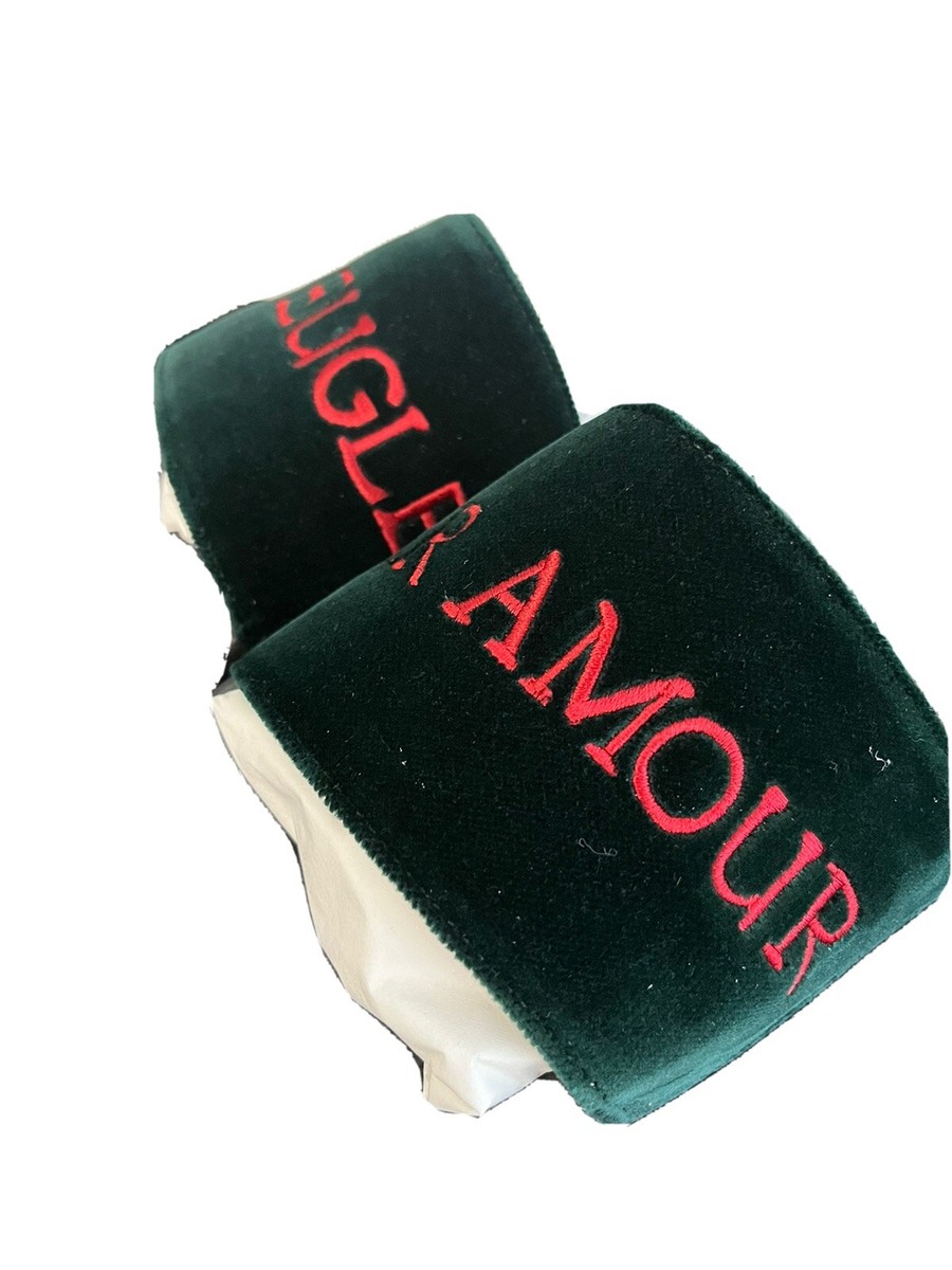 NIB GUCCI Velvet Embroidered L\'aveugle Par Amour Slide Sandals Green Sz 40 $595 Velvet mules Gucci Blue size 34.5 EU in Velvet - 39400290 main image 4