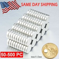 Lot 100 200 500 Rare Earth Neodymium Disc Magnets 6 x 1.5mm 1/4 x 1/16 inch 