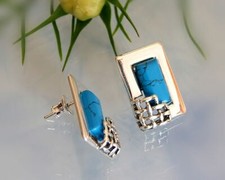 Türkis Ohrstecker Silber 925 Ohrringe Türkis blau echt Sterlingsilber Damen gz13
