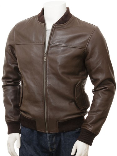 MA-1 Bomber Leather Jacket Real Sheepskin Leather Rib Collar and Cuffs - Picture 4 of 11