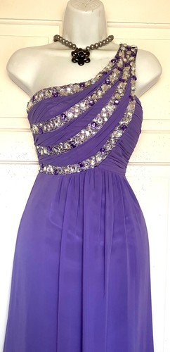 QUIZ PURPLE ONE SHOULDER BEADED OCCASION EVENING MAXI PARTY DRESS SIZE 16 NEW - Picture 4 of 7