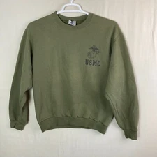 USMC US Marines PT Vintage military issue mens M green sweatshirt Made In USA