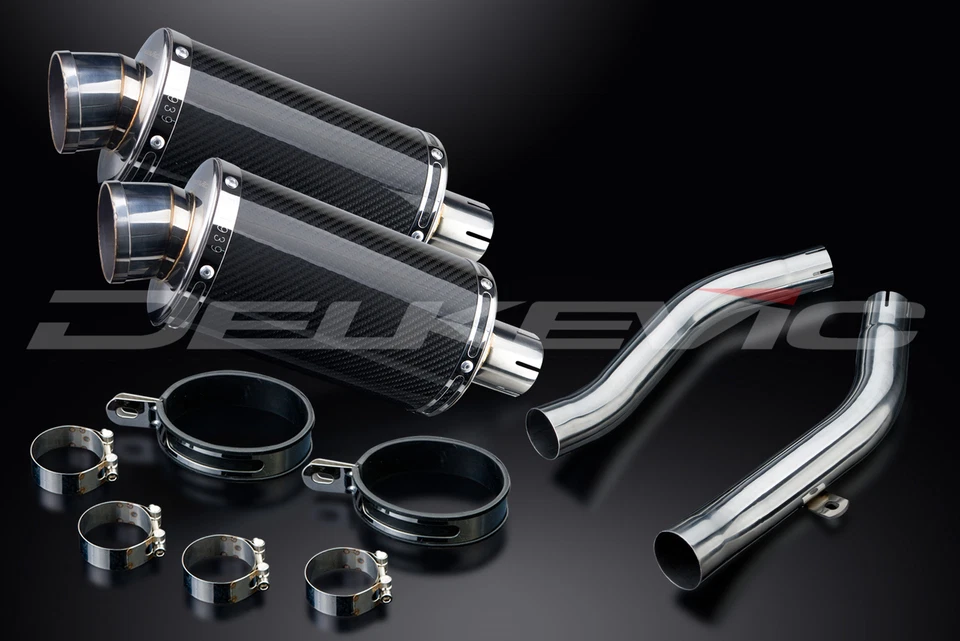 Kit de silenciador de escape de carbono oval Kawasaki Z1000 2003-2006 Delkevic slip on 9" - Imagem 3 de 4