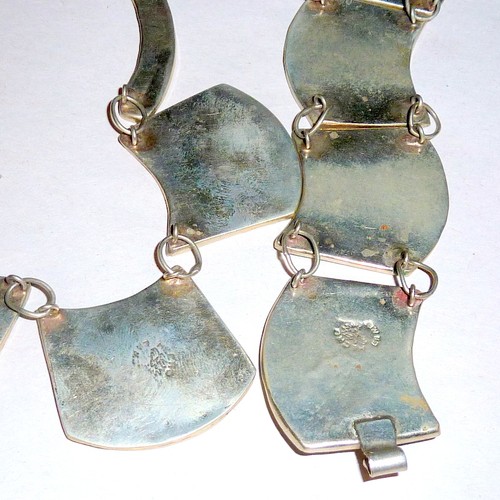 Stunning 1940's Hecho en Mexico Aztec Zodiac Alpaca Copper Malachite Parure - Picture 7 of 8