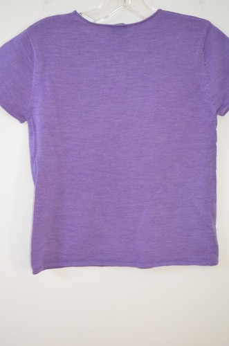 Eileen Fisher lila 100 % Wolle kurzärmeliger Pullover Pullover Größe Petite P - Bild 9 von 13