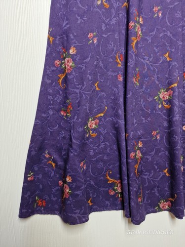 Gonna donna vintage Susan Bristol nuove tradizioni linea A 8 viola rayon floreale - Foto 9 di 16