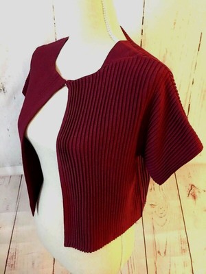 NEW NWT AKRIS Sz 10 100% SILK Knit Pleated Open Cardigan Sweater  MSRP$1,500 Red