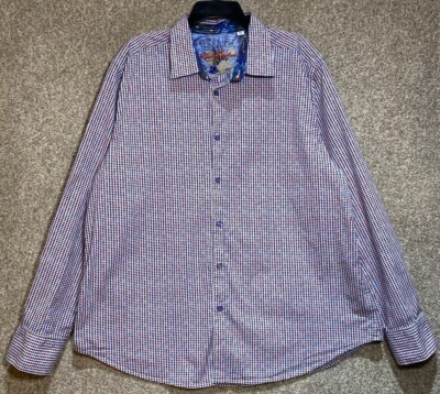 Robert Graham Mens Classic Fit Multi Color Grid Pattern Flip Cuff Shirt Size 3XL