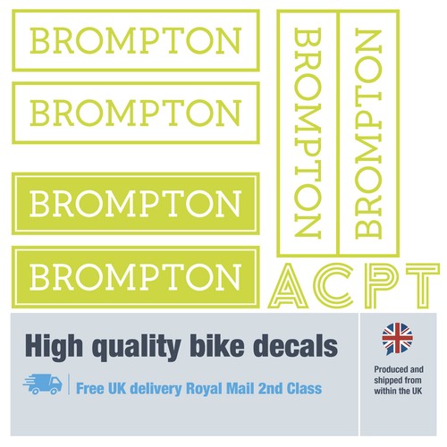 Brompton Models A,C,P,T decals / stickers, 5+ years external quality (26 pack) - Picture 13 of 18