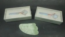 2 Pc Mini Opalite Crystal Face Massage Roller + Jade Gua Sha    ***READ***