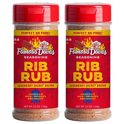 2x Famous Dave's Rib Rub Pork Meat Seasoning 5.5oz Food Grilling Smoky Spice Mix