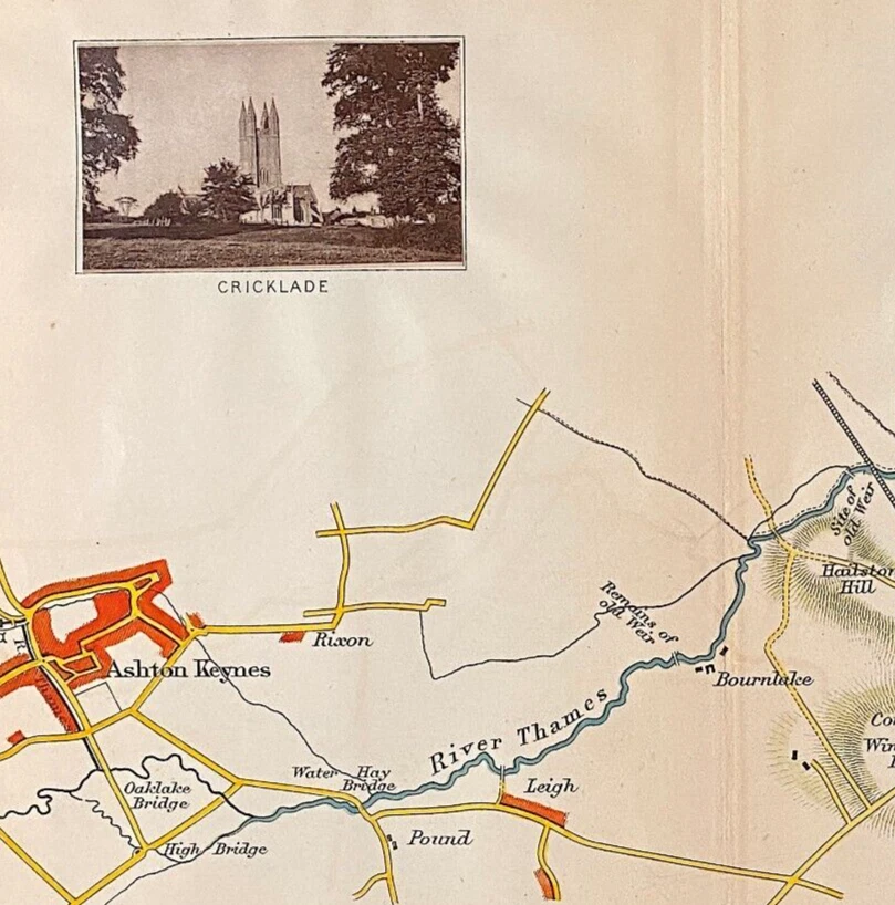 Mapa Río Támesis Ashton Keynes a Cricklade Antiguo por Taunt 1885 Foto 2 de 3