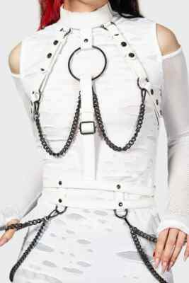 Killstar Baphomet Bones Harness White O-Ring Goth Bondage