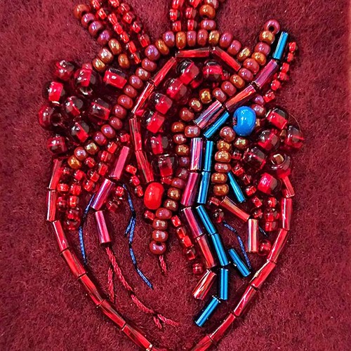 Bead Embroidery Kit, Heart Brooch, DIY Beaded Anatomical Heart, Medical Brooch - Picture 7 of 10
