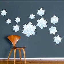 Blue Snowflake Wall Decals Winter Christmas Wall And Window Decorations, h46