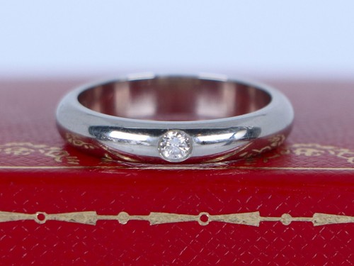 $2340 Cartier 1895 Platinum 3.5mm Diamond Wedding Band Anniversary Ring #49 4.75 - Picture 3 of 9
