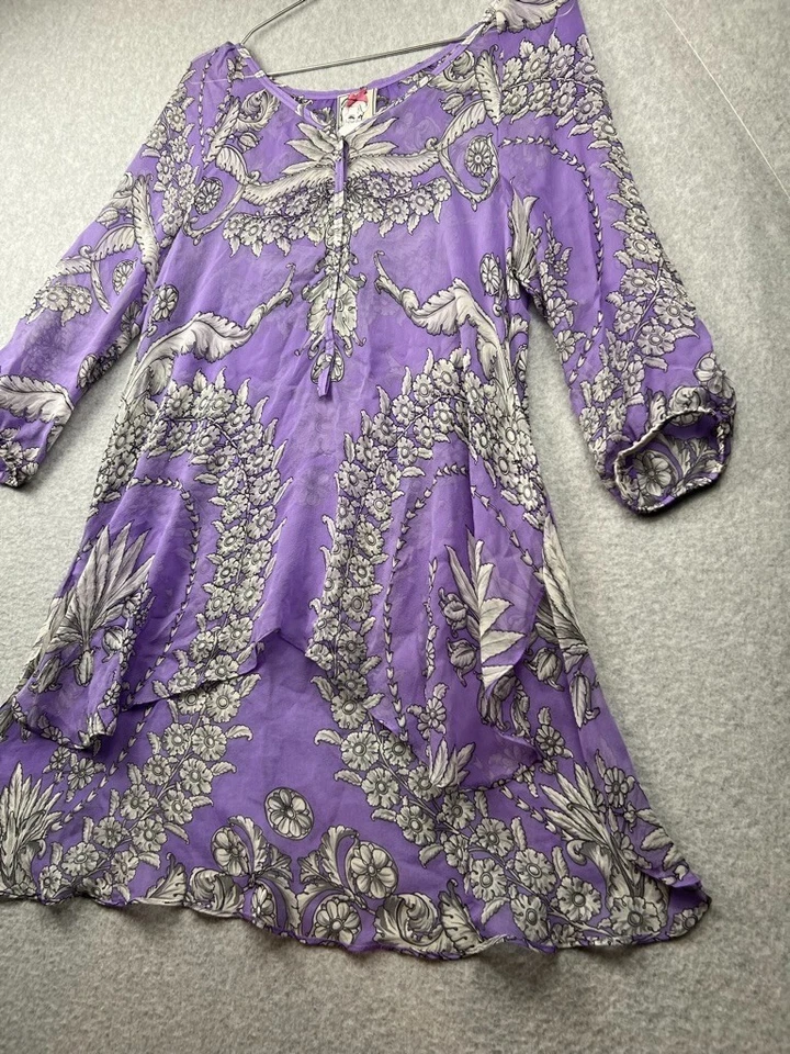 Vestido túnica de seda Yoana Baraschi para mujer talla S puro flujo costal boho chic verano Foto 3 de 4