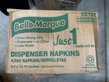 Bell Marque Just1 Interfold White 6 1/2" x 11" Dispenser Napkin 6000 Case