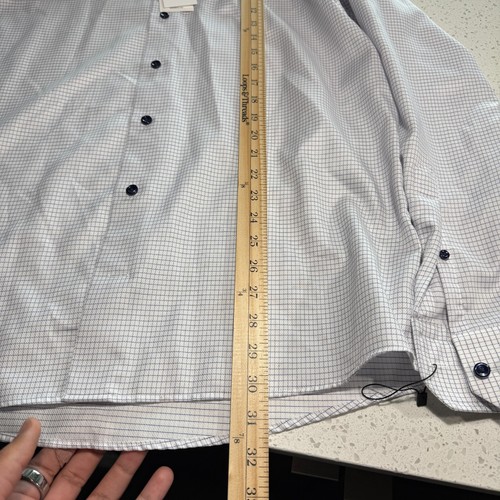 Eton Shirt Mens 44 17.5 White Blue Red Contemporary Grid Check Adult Casual - 第 5/7 張圖片