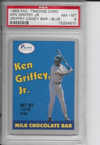 1989 PACIFIC TRADING CARD ROOKIE CANDY BAR blue KEN GRIFFEY JR PSA 8 mariners