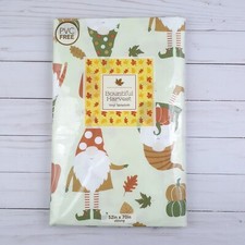 Fall Vinyl Tablecloth 52x70 Gnomes Leaves Pumpkins