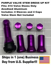 8-pc Valve Stem Dress Up 414 Kit-anodized Aluminum Alloy Caps W Sleeves-purple