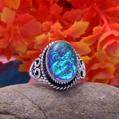 Bague En Argent 925 Avec Opale Triplet - Pierre Précieuse Multicolore, Toutes Tailles