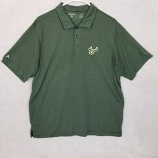 ANTIGUA USF University South Florida Bulls Embroidered Logo Striped Polo Green L