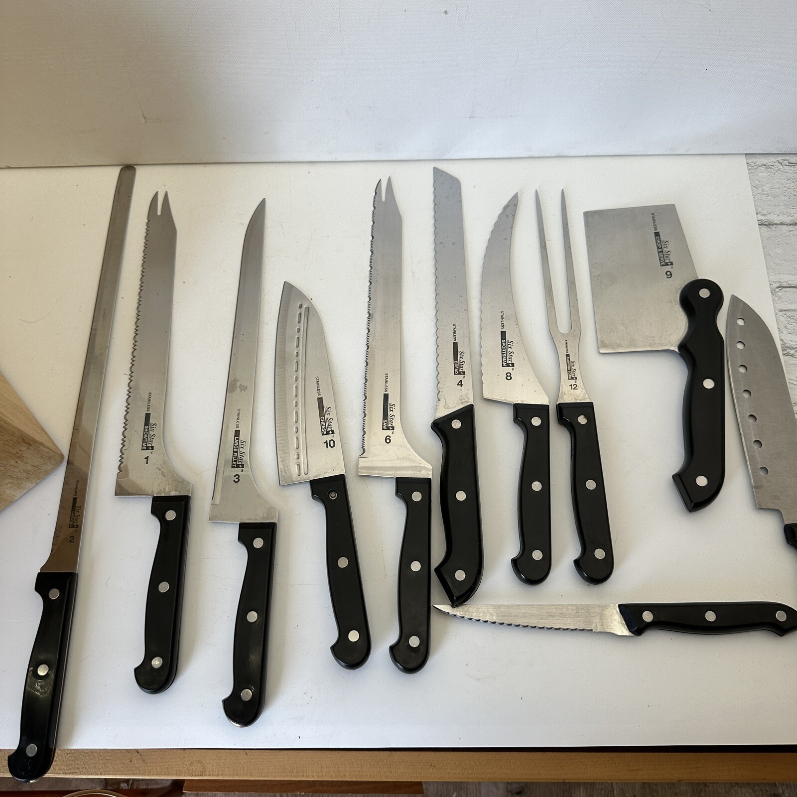 Ronco Showtime Six Star Cutlery Knives 30 Slot Solid Wood Knife Block