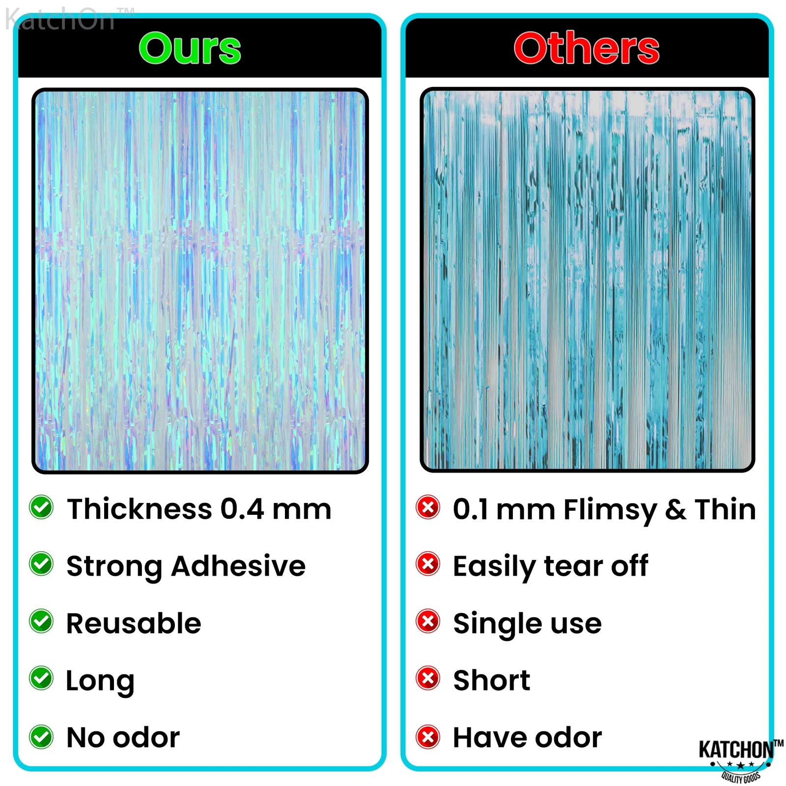 KatchOn XtraLarge Blue Iridescent Streamers - 3.2x8 Feet Blue Fringe | Mermai...