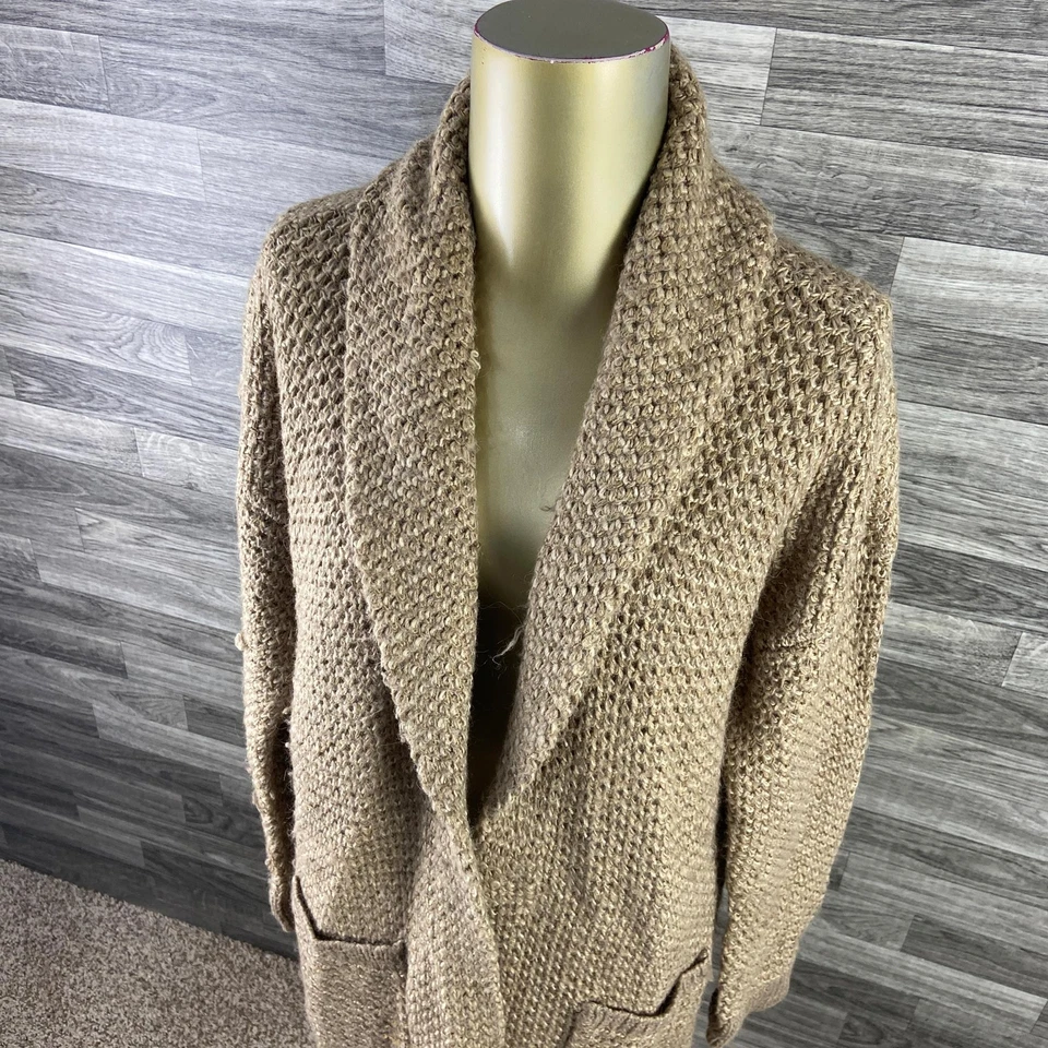 Cárdigan largo suéter para mujer Ralph Lauren estilo abierto mezcla de lana tostada grande pequeño Foto 3 de 4