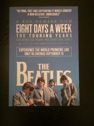 The Beatles Eight Days A Week The Touring Years 4 x UK Flyers Handbills Mint - Bild 2 von 3