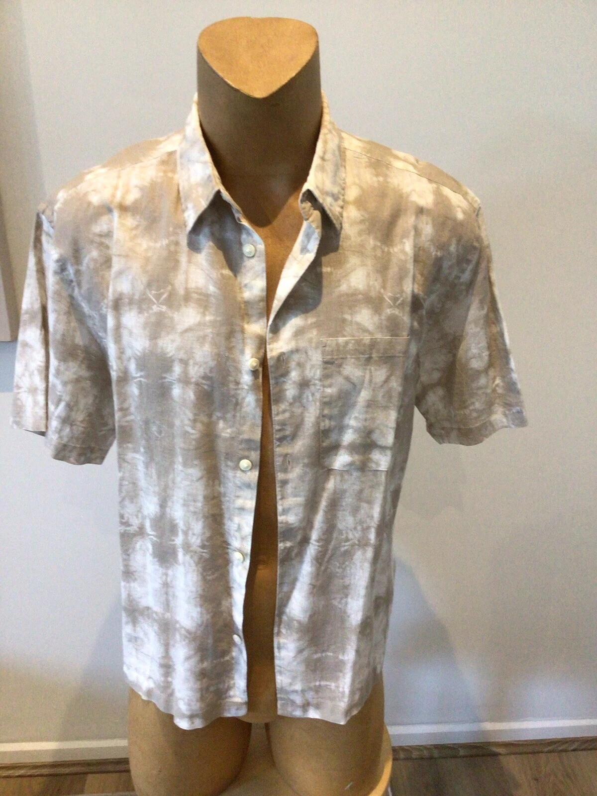 New Mens H&M Linen Cotton Short Sleeve Shirt Size Medium, Relaxed Fit.BNWTAGS.