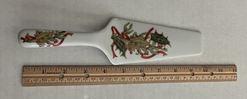 Vtg 1994 Andrea by Sadek Porcelain Pie Cake Server Christmas Garland Holly EUC - Picture 5 of 5