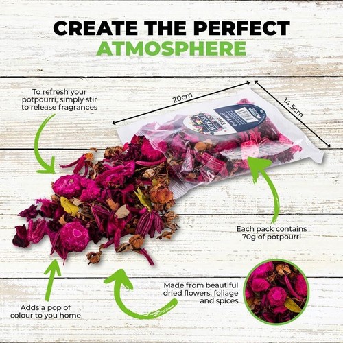 6PK Pot Pourri Home Master Lasting Fragrances Refreshing Aroma Assorted 70g - Picture 2 of 4