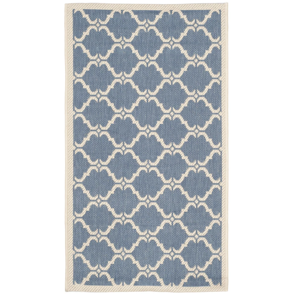 SAFAVIEH Indoor Outdoor CY6009-243 Courtyard Blue / Beige Rug - Image 2 of 4