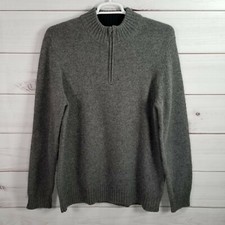 L.L. Bean Shetland Wool Sweater 1/4 Zip Elbow Patches Mens Size L Gay.