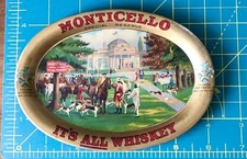 Antique Monticello Sp Reserve Whiskey Tin Advertising Tip Tray Pre-Prohibition