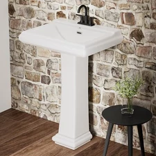 26'' x 20'' Rectangular Ceramic Pedestal Sink With 3 Faucet Holes at 4" Centers