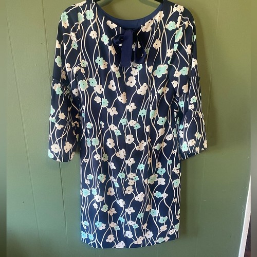 Vestido de cóctel floral azul Talbots talla 4 pequeño defecto ropa de caeer profesional - Imagen 2 de 16