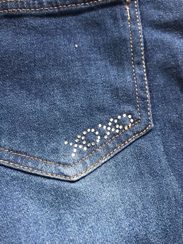 XOXO Girl's Jeans-Pants-Size 16-Dark Wash-NWT-Retail $34.00-Stretch-Rhinestones - Picture 8 of 8