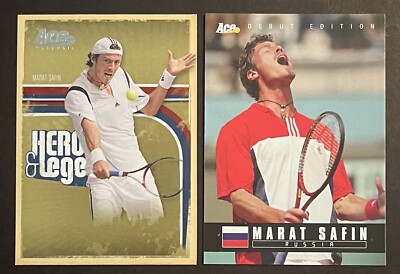 (2) 2005 ACE DEBUT EDITION #33 MARAT SAFIN 2006 HEROES & LEGENDS #78 TENNIS