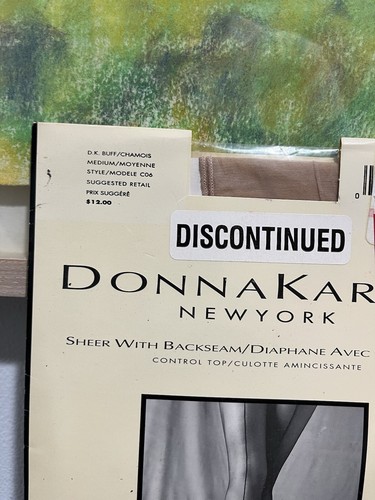 Donna Karan Pantyhose Sheer With Backseam Control Top Sz M D.K. Buff Vtg 90s - Picture 2 of 6