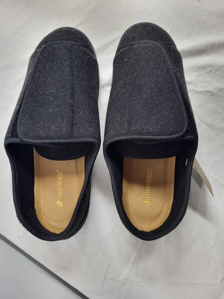 Foamtreads Doctor 2 Para Hombres Negro 2 Correas Zapatillas Casa Zapatos Carbón 11.5ED NUEVO Foto 3 de 4