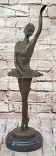 16" Tall Original Signed Ballerina Bronze Sculpture Art Nouveau Deco Figure Art