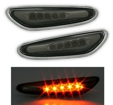 LED Seitenblinker Set für BMW 3er E46 2001- + X3 E83 in Klarglas Smoke + Rahmen